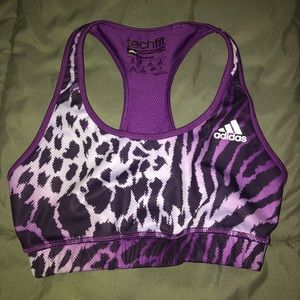 Adidas purple leopard print sports bra
